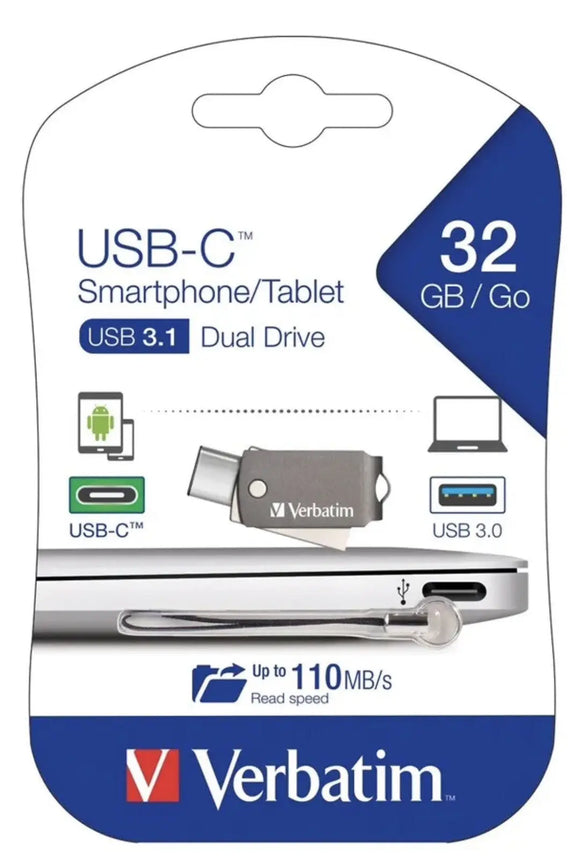 Verbatim USB C 3.1 Smartphone / Tablet Dual USB Flash Drive Memory 16gb # (NEW) - All Elite DVDs