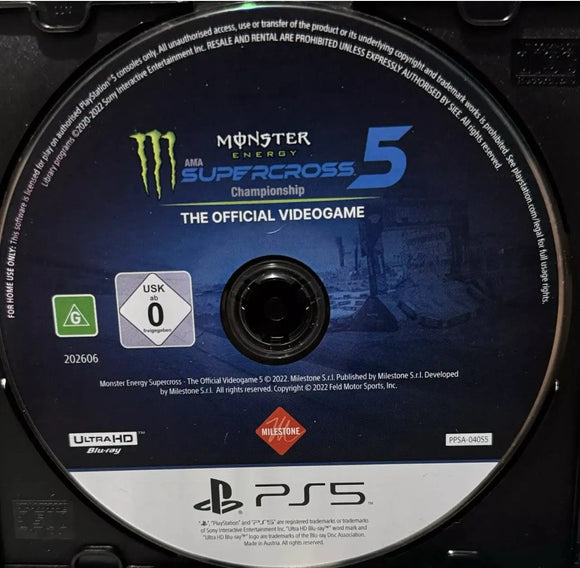 Monster Energy AMA Supercross 5 Championship (PS5 Game) Mint Condition - No Case - All Elite DVDs