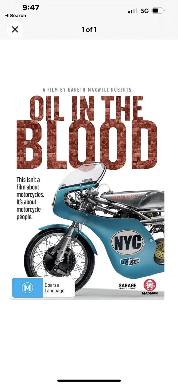 Oil in the Blood : Motorcycle Documentary (DVD) Brand New & Sealed - Region 4 - All Elite DVDs