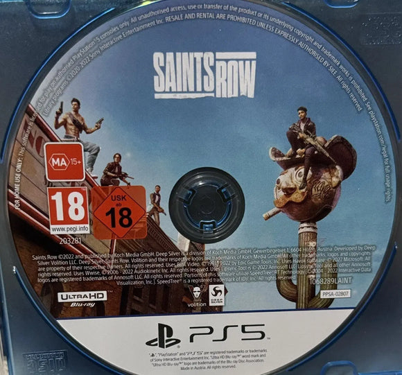 Saints Row (PS5 Game) Mint Condition - No Case - All Elite DVDs