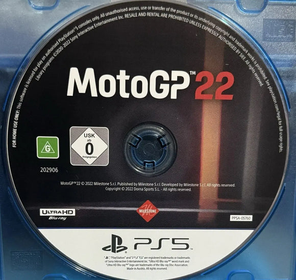 MotoGP 22 (PS5 Game) Mint Condition - No Case - All Elite DVDs
