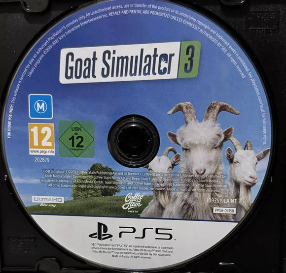 Goat Simulator 3 (PS5 Game) Mint Condition - No Case - All Elite DVDs