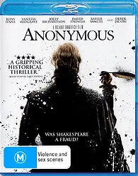Anonymous (Blu-Ray) New & Sealed - Region B - All Elite DVDs