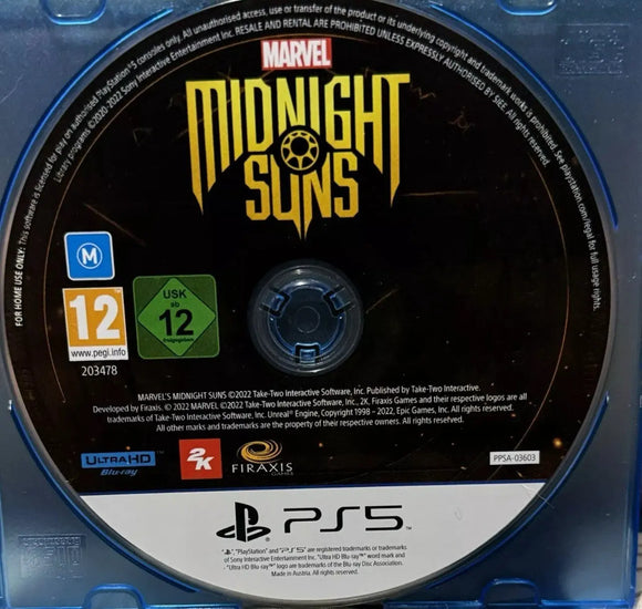 Midnight Suns (PS5 Game) Mint Condition - No Case - All Elite DVDs