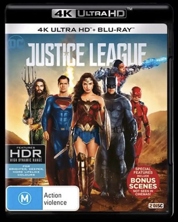 Justice League (4K UHD + Blu-Ray) Brand New & Sealed - Region B - All Elite DVDs