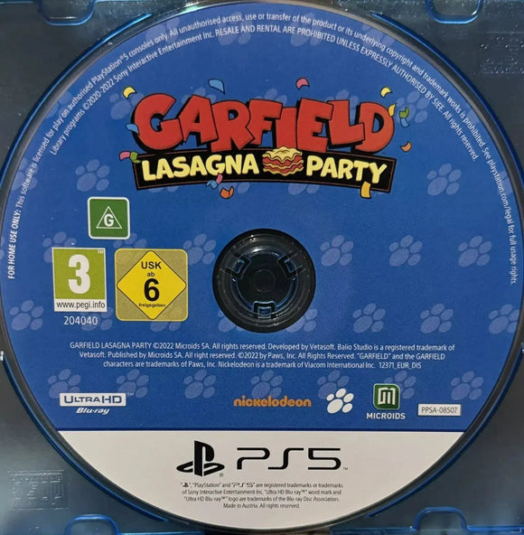 Garfield: Lasagna Party (PS5 Game) Mint Condition - No Case - All Elite DVDs